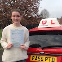 Sophie Price #3 – Pete 200 Sophie Price holding her Practical Test Certificate after passing her driving test