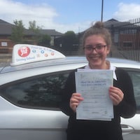 Samantha LIttle – Jim #3 200 Samantha Little proudly holding her Practical Driving Test pass certificate after passing first time in Gloucester Test Centre
