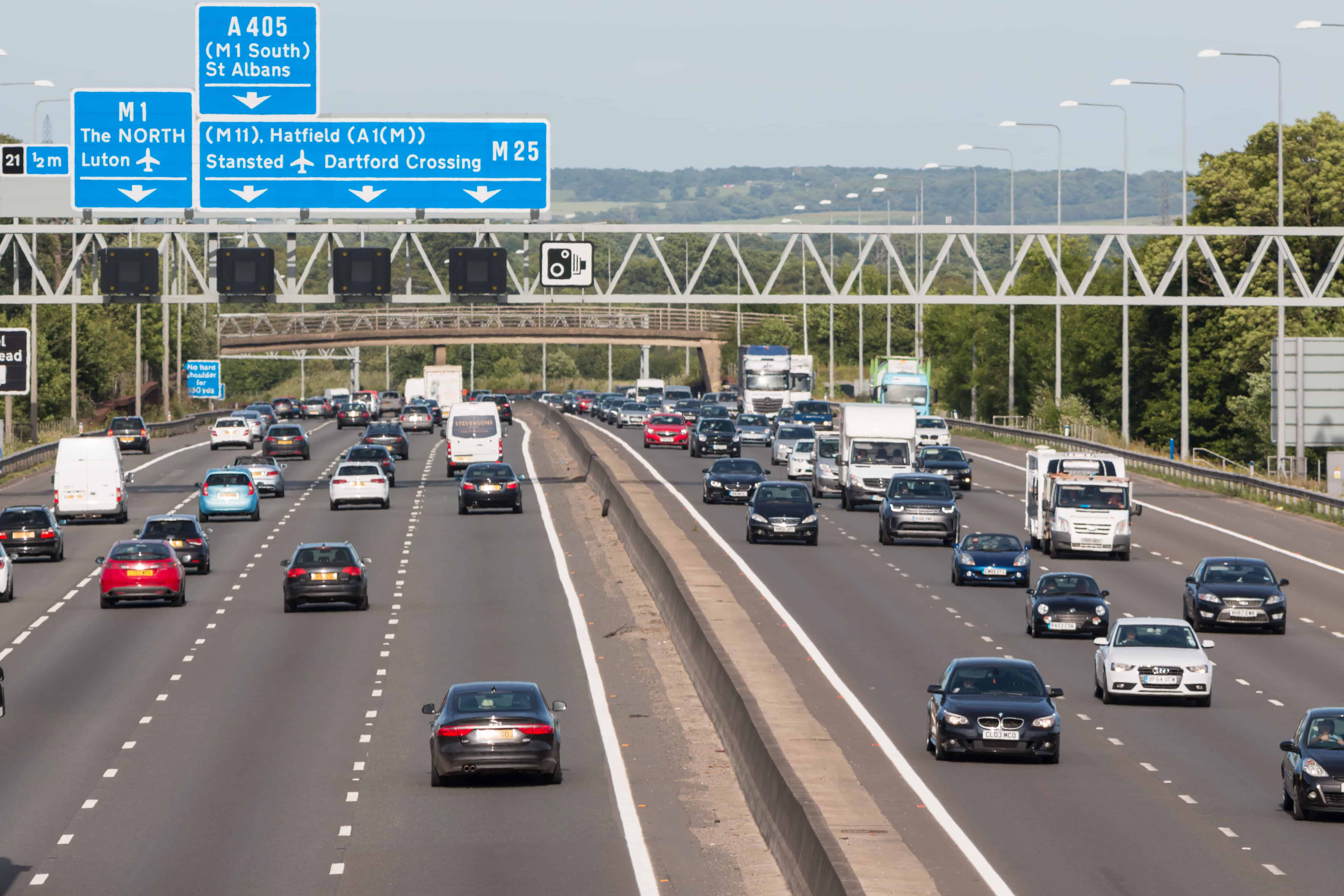 Evening traffic on the busiest British motorway M25