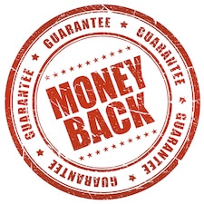 100% money back guarantee stamp in red and gold